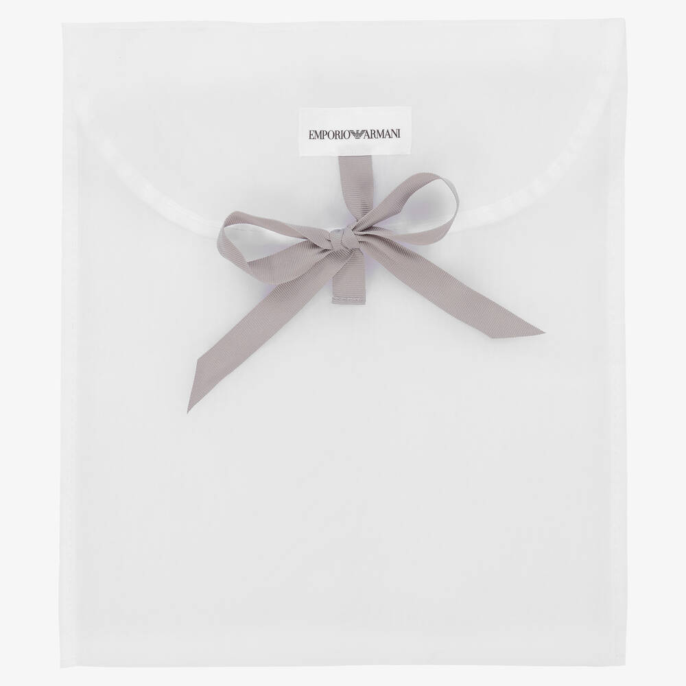 Emporio Armani-Boys Grey Velour Babygrow | Childrensalon Outlet