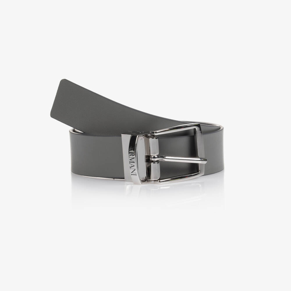 Emporio Armani - Ceinture grise et blanche réversible  | Childrensalon