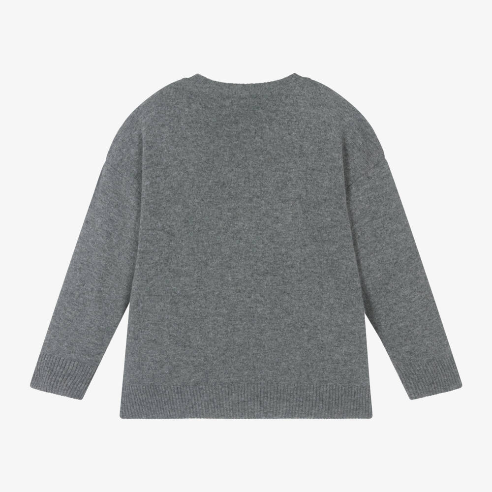 Emporio Armani-بلوفر صوف وكشمير محبوك لون رمادي للأولاد | Childrensalon Outlet