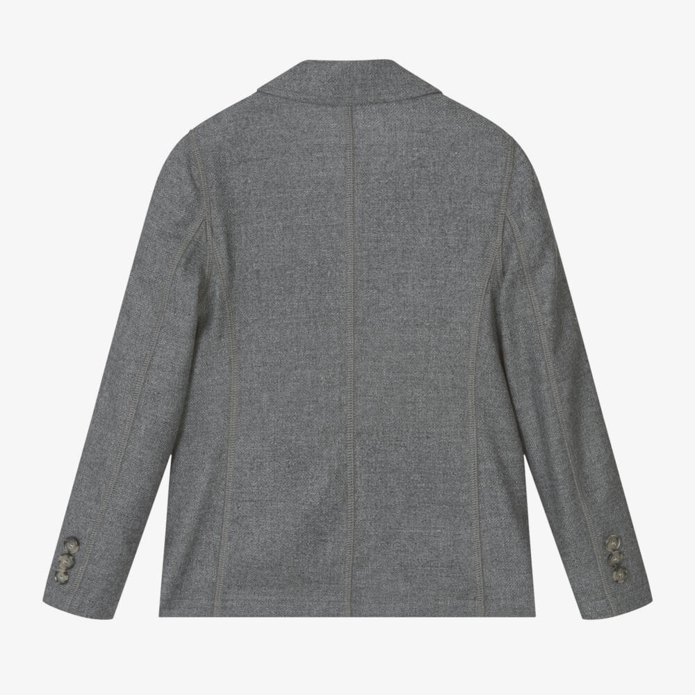Emporio Armani-Boys Grey Wool Cashmere Blazer | Childrensalon Outlet