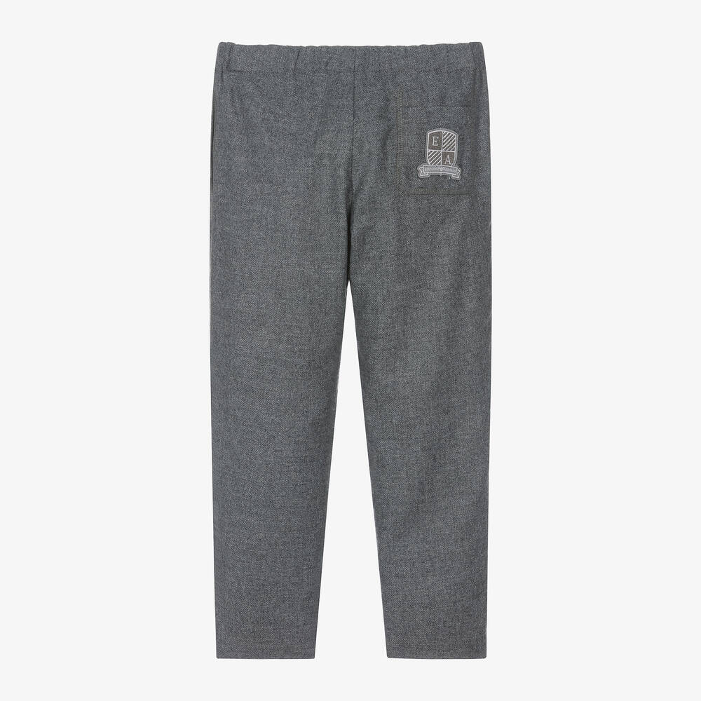Emporio Armani-Boys Grey Wool Cashmere Trousers | Childrensalon Outlet