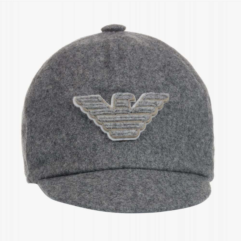Emporio Armani-قبعة أطفال ولادي صوف لون رمادي | Childrensalon Outlet