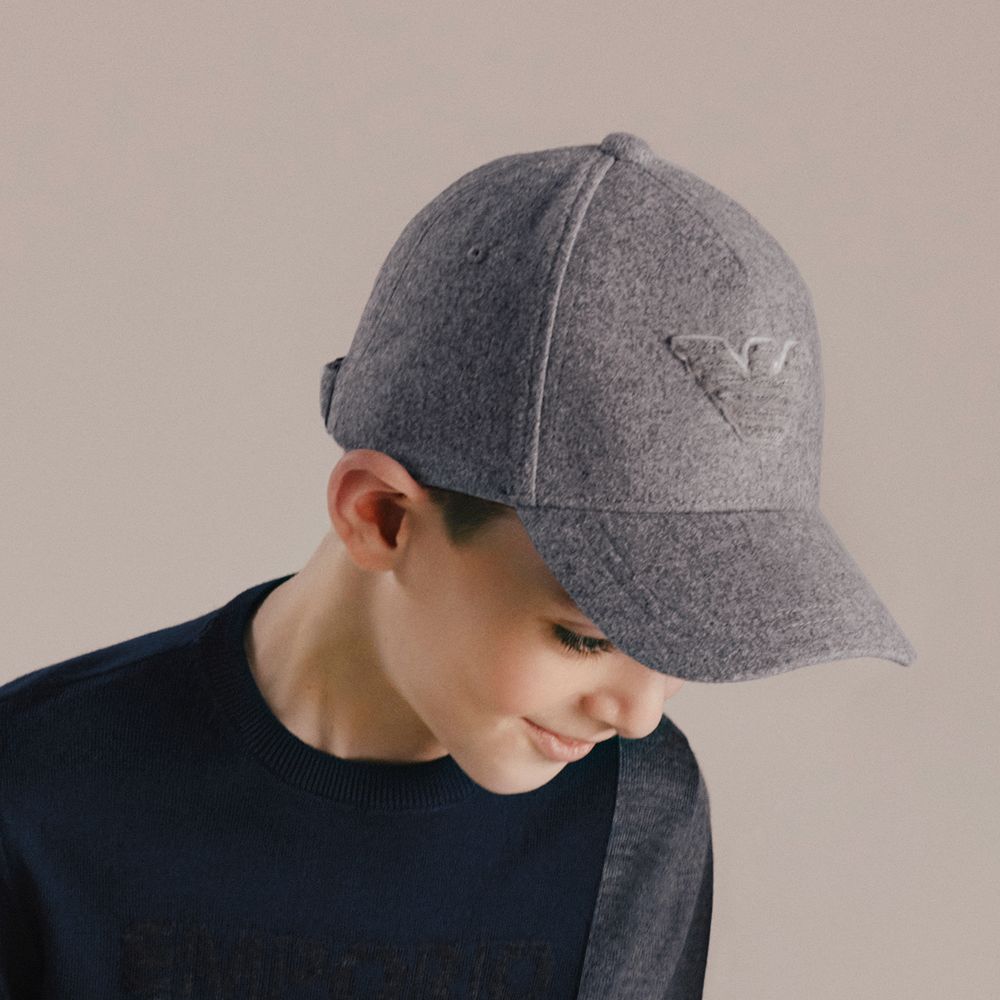Emporio Armani Boys Grey Wool Logo Cap Childrensalon Outlet