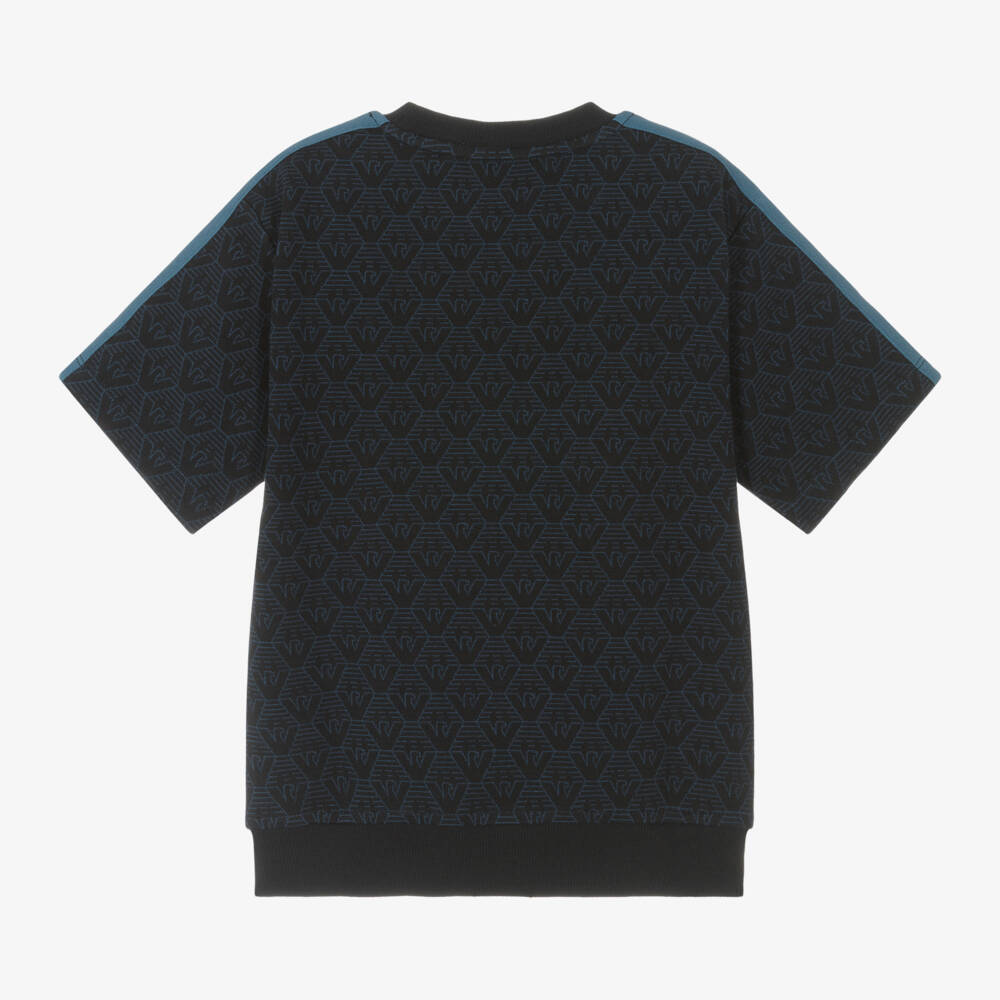 Emporio Armani-Boys Iconic Eagle Tee in Blue | Childrensalon Outlet