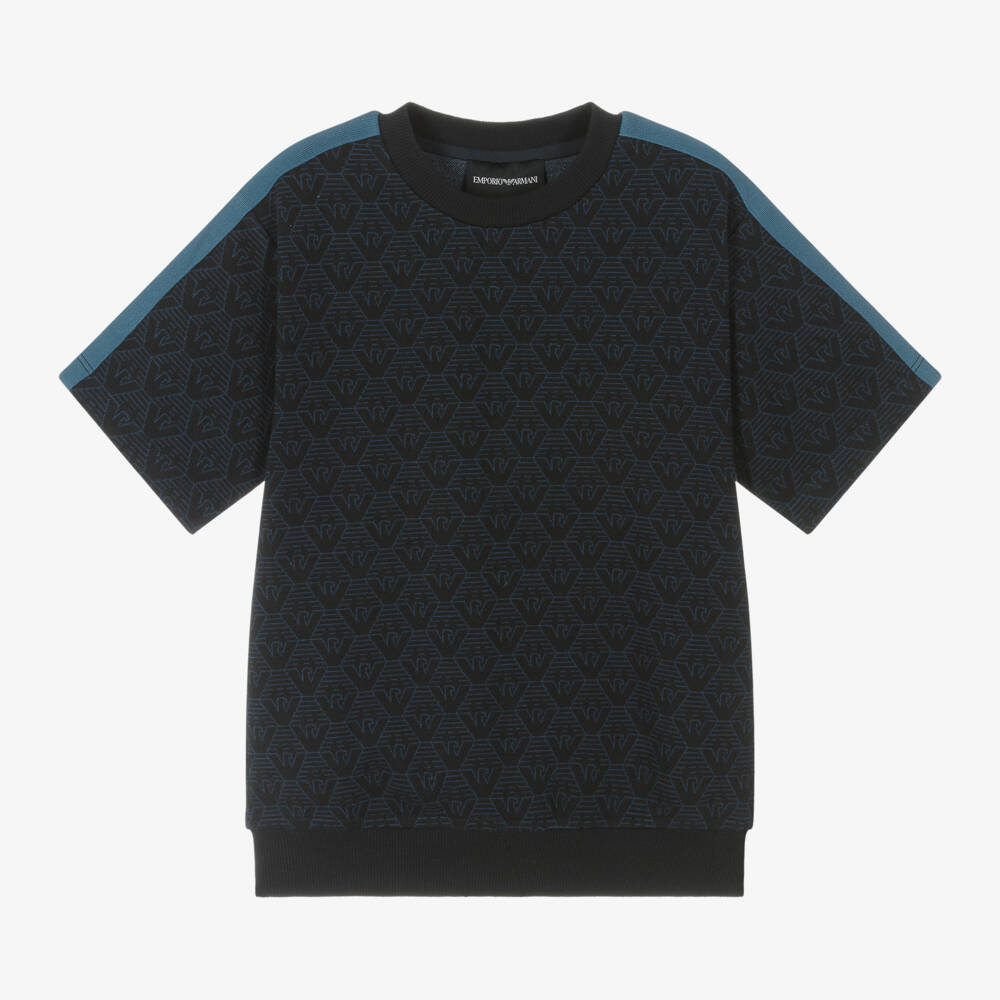 Emporio Armani-تيشيرت الصقر الأيقوني للأولاد باللون الأزرق | Childrensalon Outlet