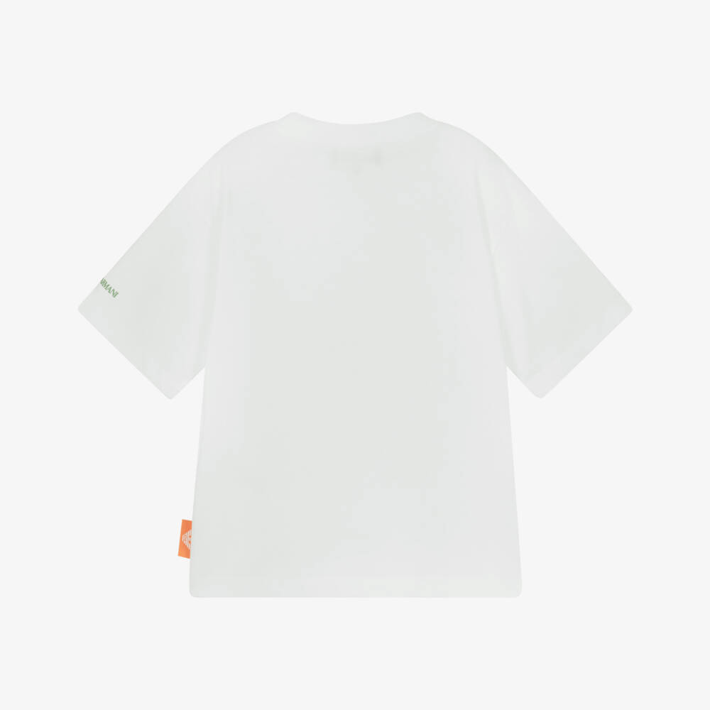 Emporio Armani-Boys Ivory Bear Organic Tee | Childrensalon Outlet