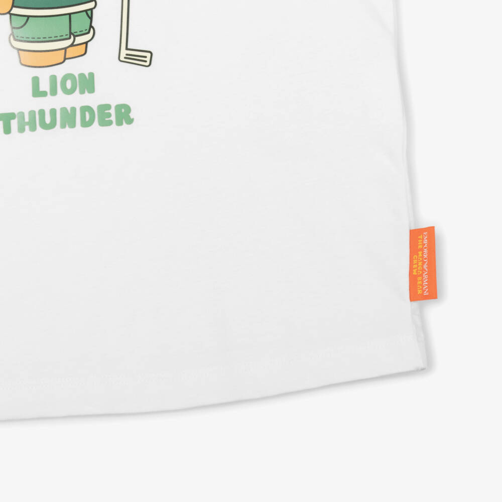 Emporio Armani-Boys Ivory Bear Organic Tee | Childrensalon Outlet