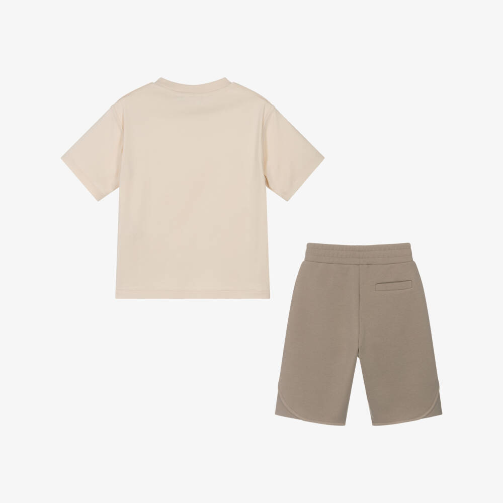 Emporio Armani-Кремовый и бежевый хлопковый ансамбль для мальчиков | Childrensalon Outlet