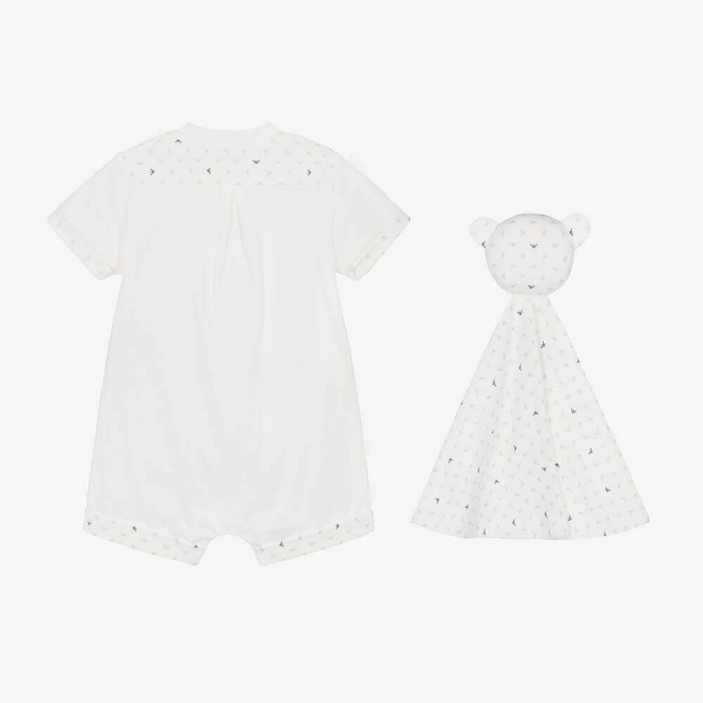 Emporio Armani-Boys Ivory Cotton Babygrow Set | Childrensalon Outlet