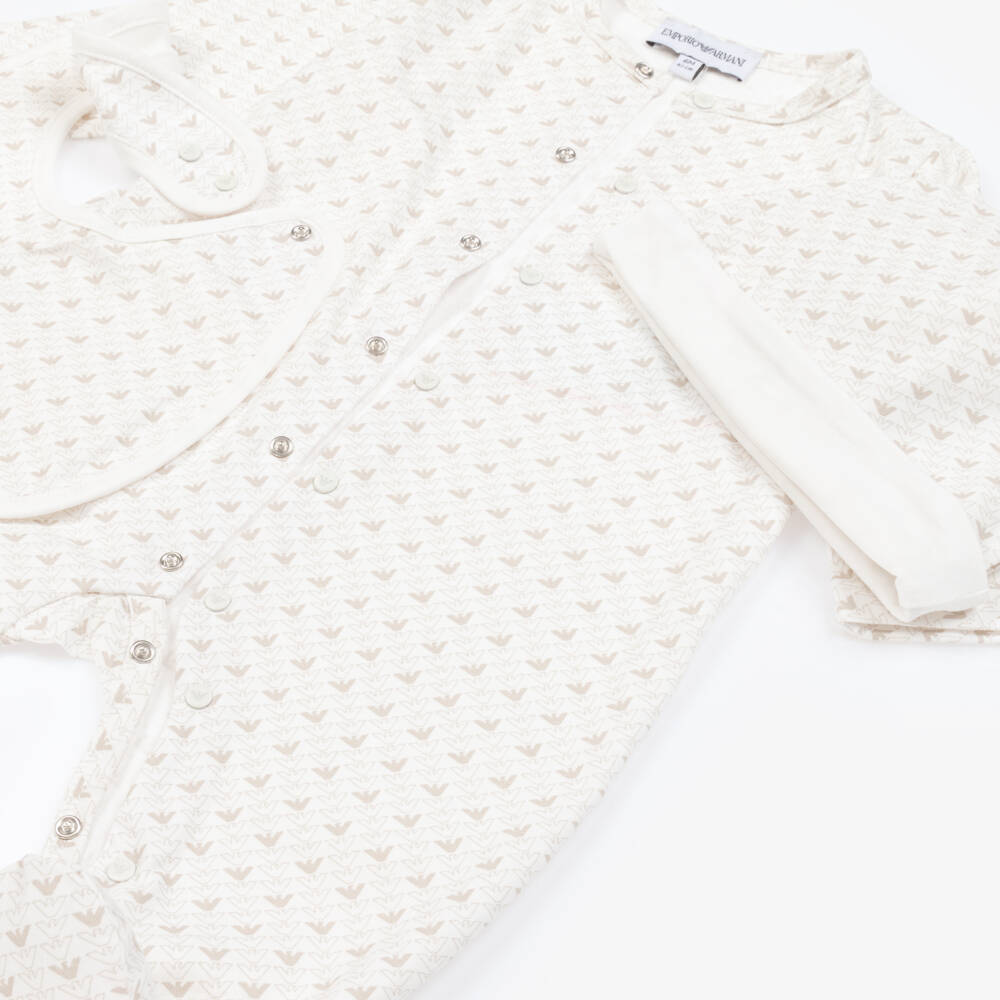 Emporio Armani-Boys Ivory Cotton Babysuit Collection | Childrensalon Outlet