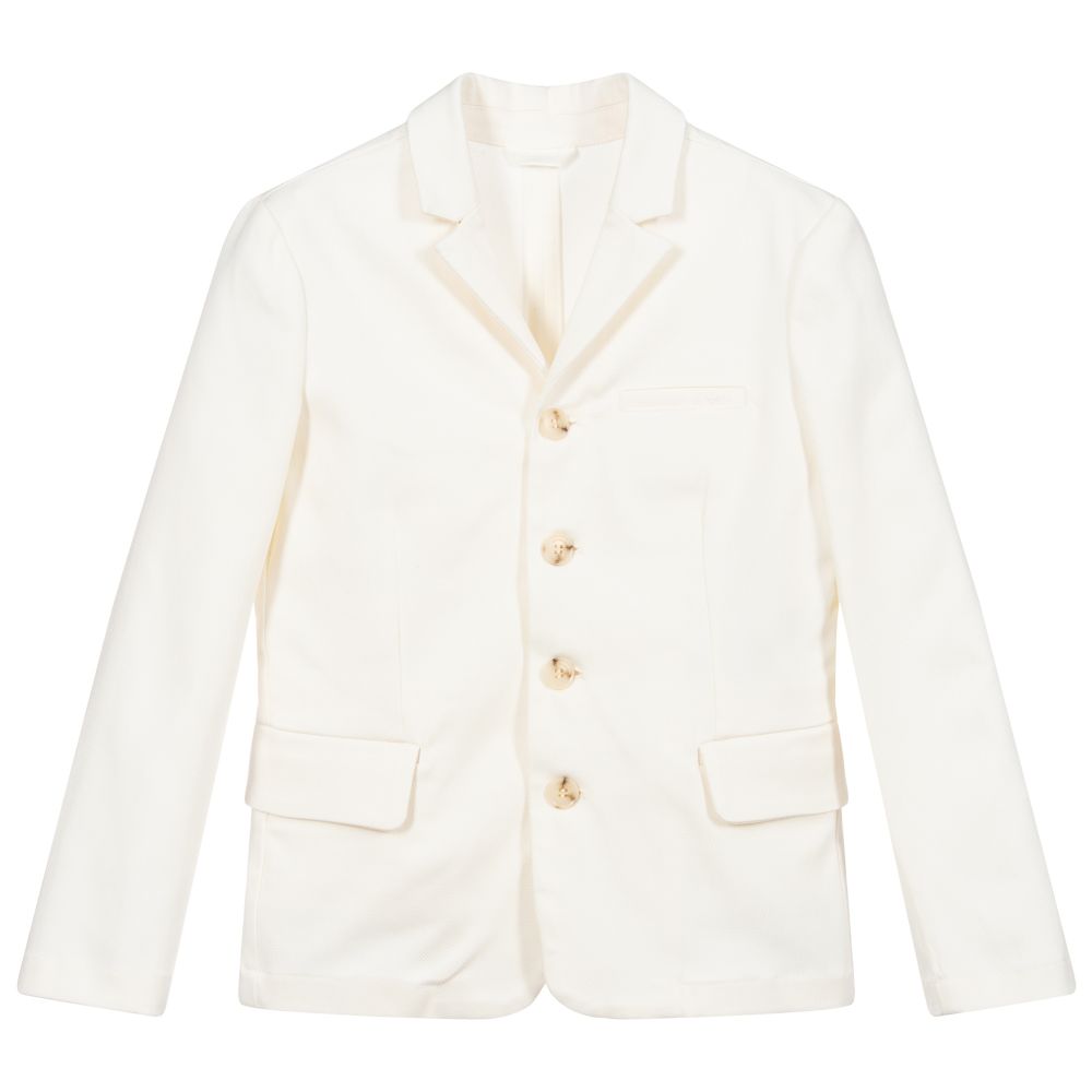 Emporio Armani - Blazer ivoire en coton Garçon | Childrensalon