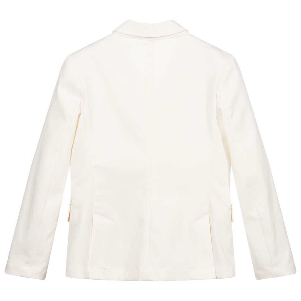 إمبوريو أرماني-جاكيت بلايزر مزيج قطن وليوسيل لون عاجي للأولاد | Childrensalon Outlet