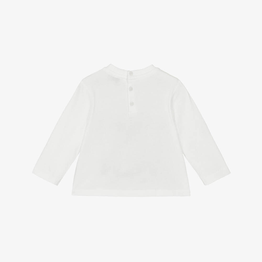 Emporio Armani-Boys Ivory Cotton Graphic Tee | Childrensalon Outlet