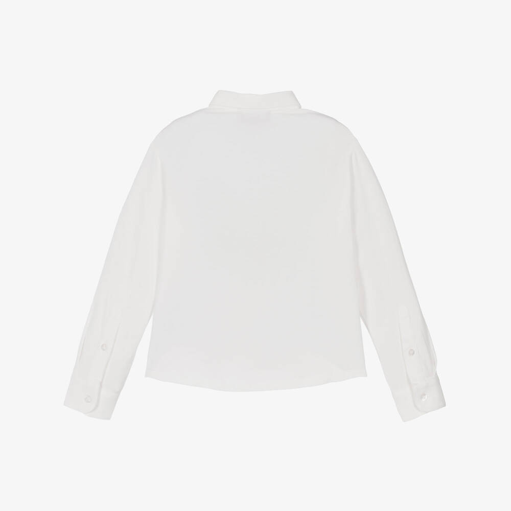 Emporio Armani-Boys Ivory Cotton Jersey Shirt with Eagle Logo | Childrensalon Outlet