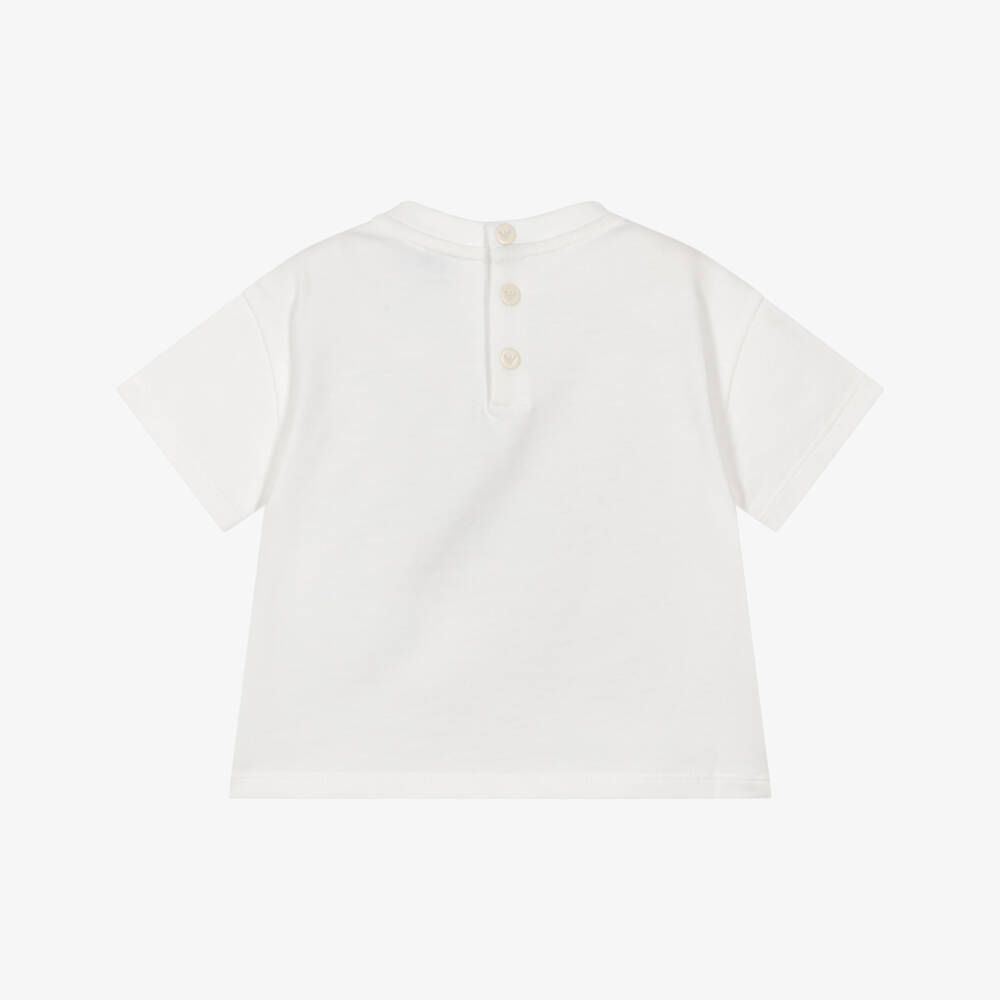 Emporio Armani-Boys Ivory Cotton Lighthouse Tee | Childrensalon Outlet