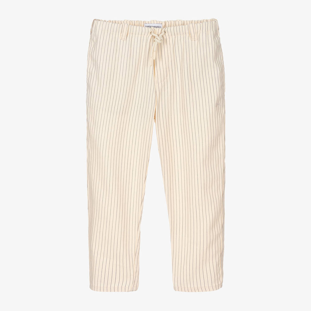 Emporio Armani-Boys Ivory Cotton & Linen Trousers | Childrensalon Outlet