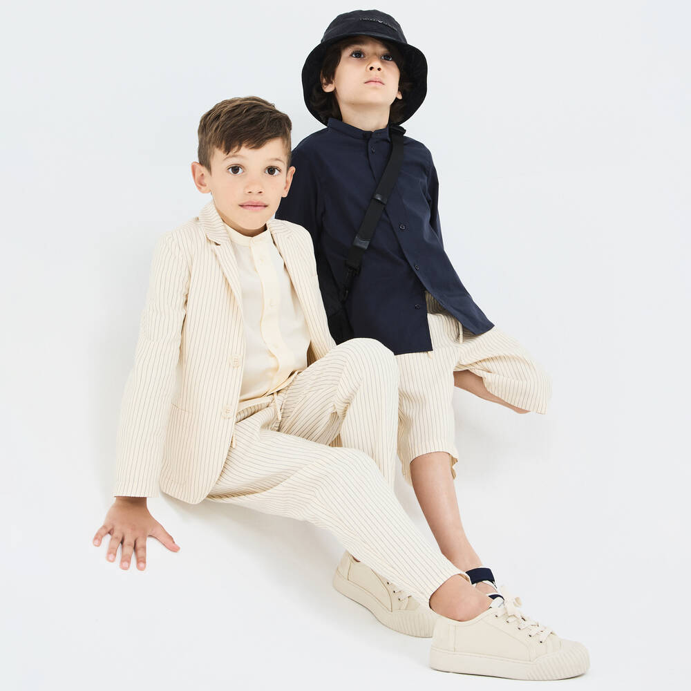 Emporio Armani-Boys Ivory Cotton & Linen Trousers | Childrensalon Outlet