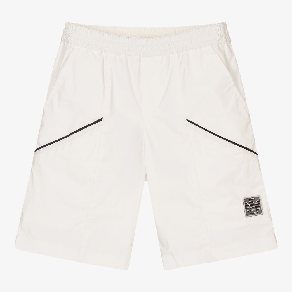 Emporio Armani - Elfenbeinfarbene Baumwollshorts (J) | Childrensalon