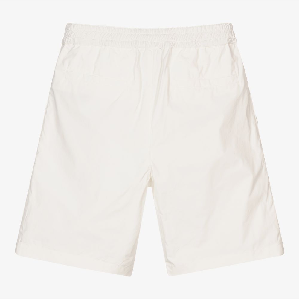 Emporio Armani-Boys Ivory Cotton Logo Shorts | Childrensalon Outlet