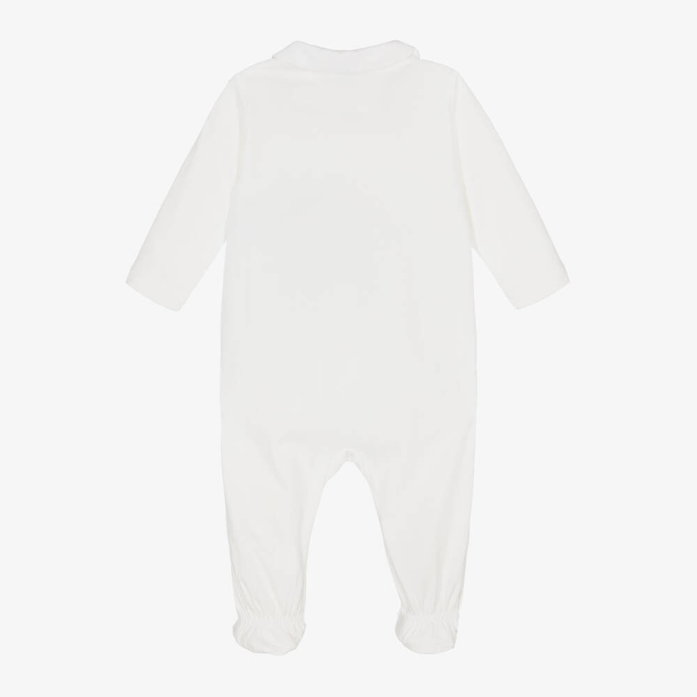 Emporio Armani-Boys Ivory Cotton Logo Sleepsuit | Childrensalon Outlet