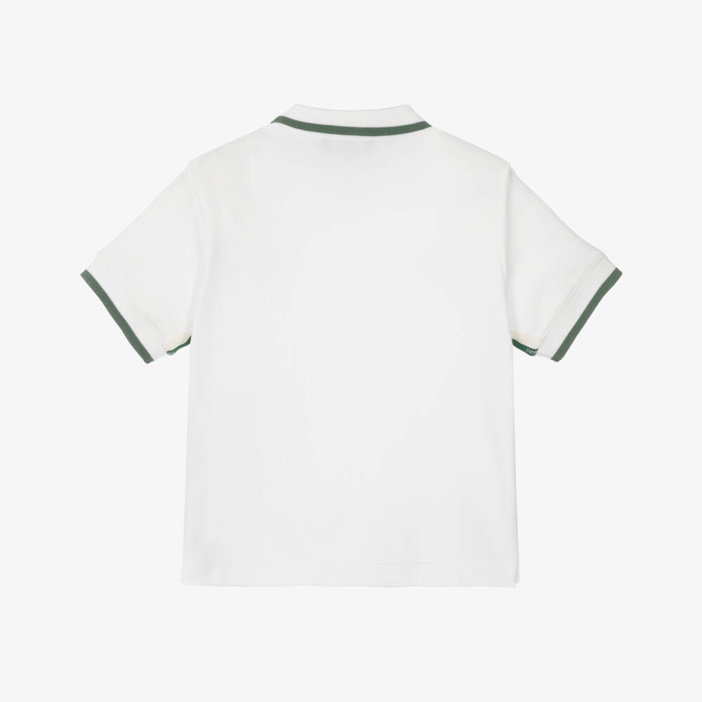 Emporio Armani-Boys Ivory Cotton Piqué Polo | Childrensalon Outlet
