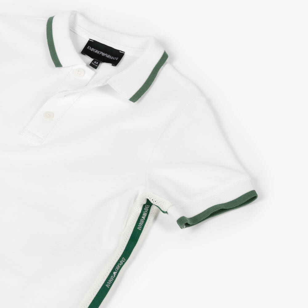 Emporio Armani-Boys Ivory Cotton Piqué Polo | Childrensalon Outlet