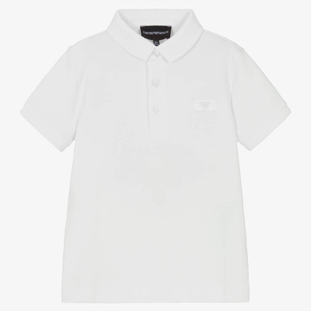 Emporio Armani - Boys Ivory Cotton Polo Shirt | Childrensalon