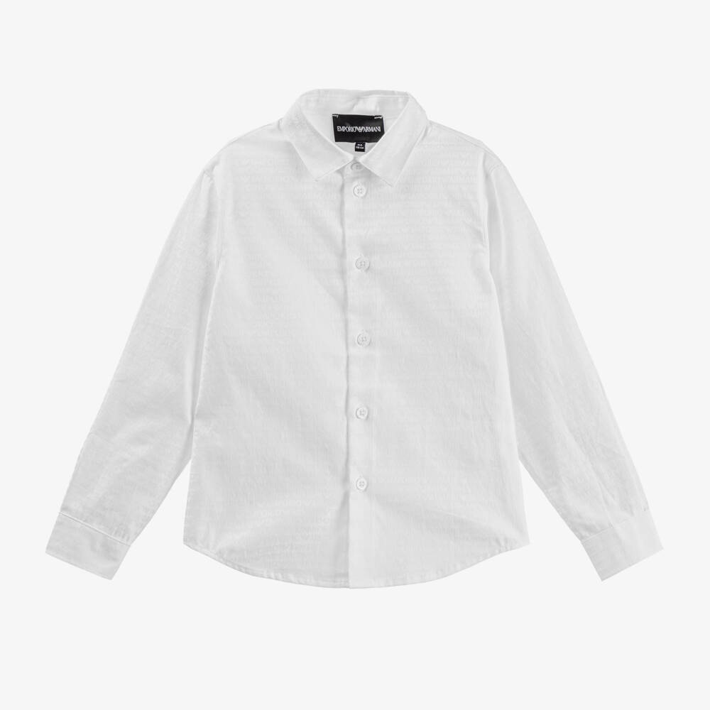 Emporio Armani-Boys Ivory Cotton Shirt | Childrensalon Outlet