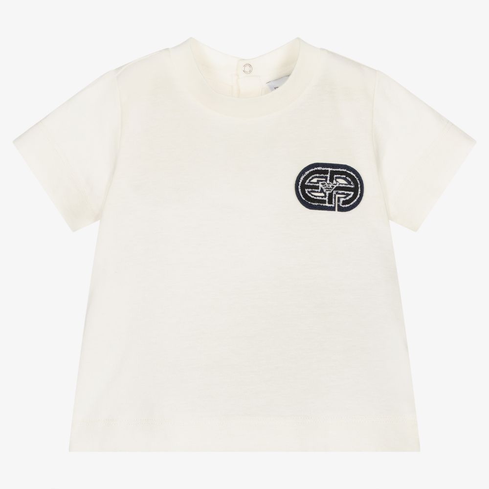 Emporio Armani - Elfenbeinfarbenes Baumwoll-T-Shirt (J) | Childrensalon