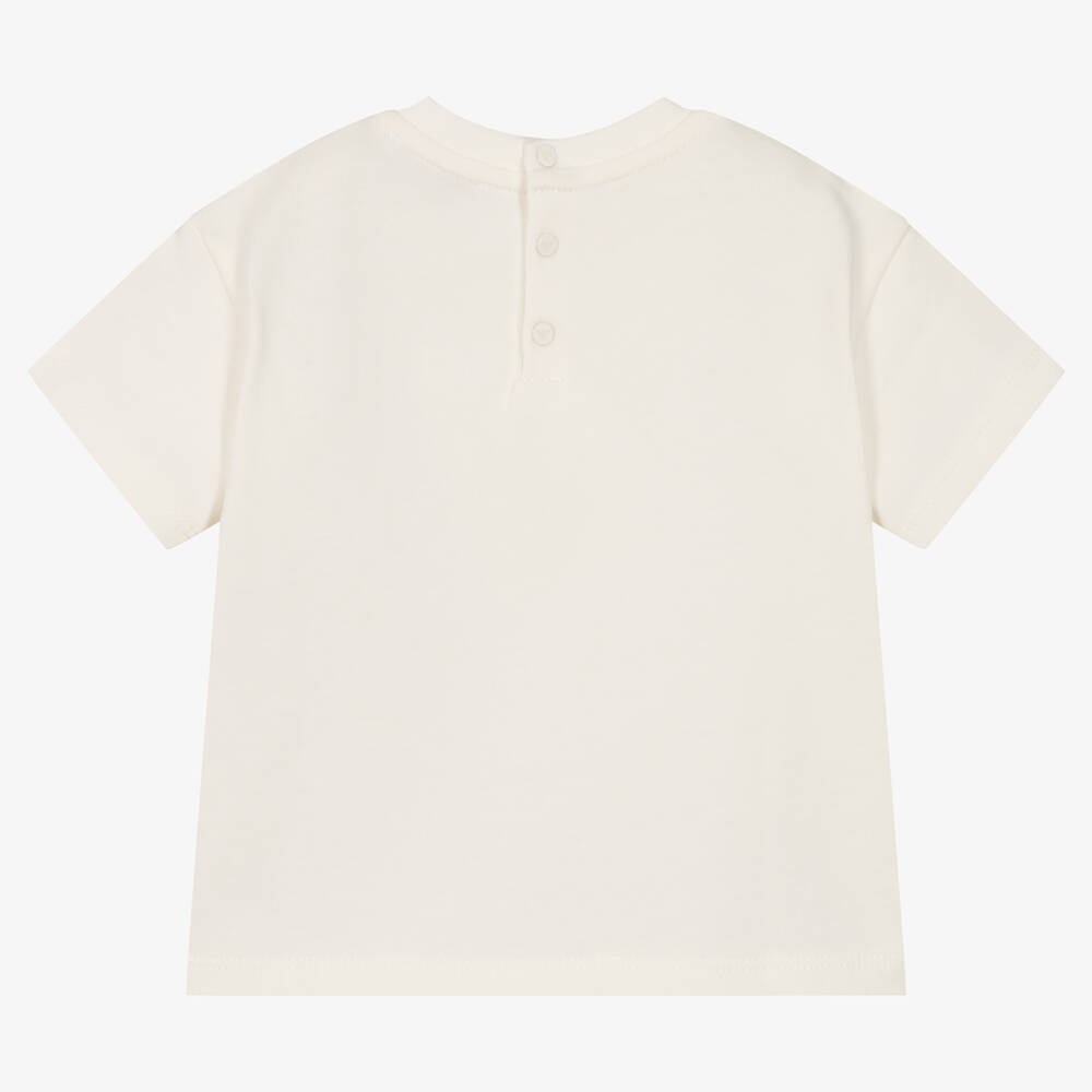 Emporio Armani-Boys Ivory Cotton T-Shirt | Childrensalon Outlet