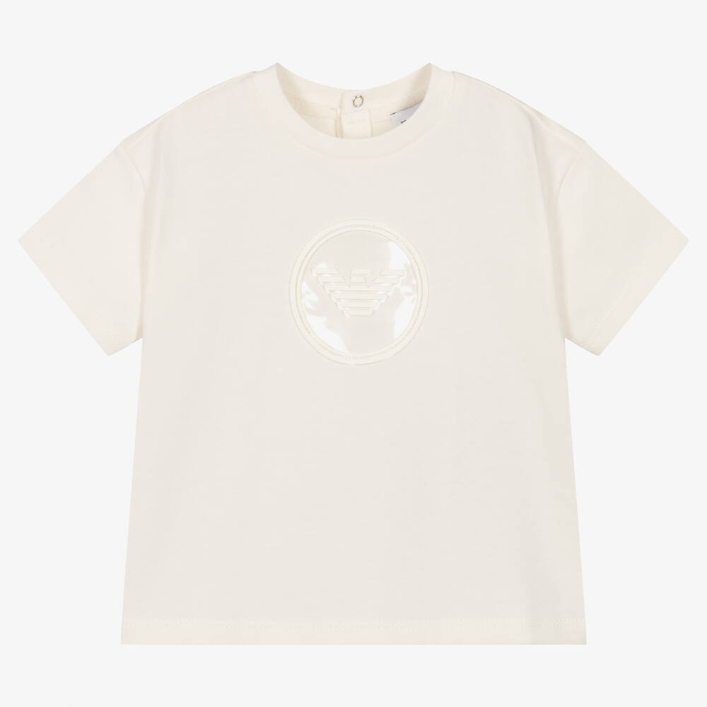 Emporio Armani - Кремовая хлопковая футболка | Childrensalon