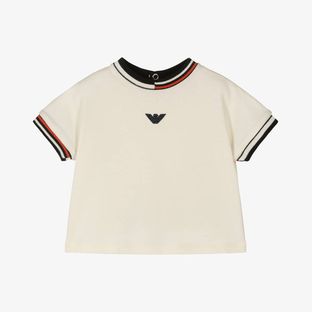 Emporio Armani-Boys Ivory Cotton Tee | Childrensalon Outlet