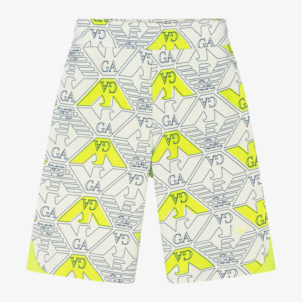 Emporio Armani-Boys Ivory Eagle Cotton Shorts | Childrensalon Outlet