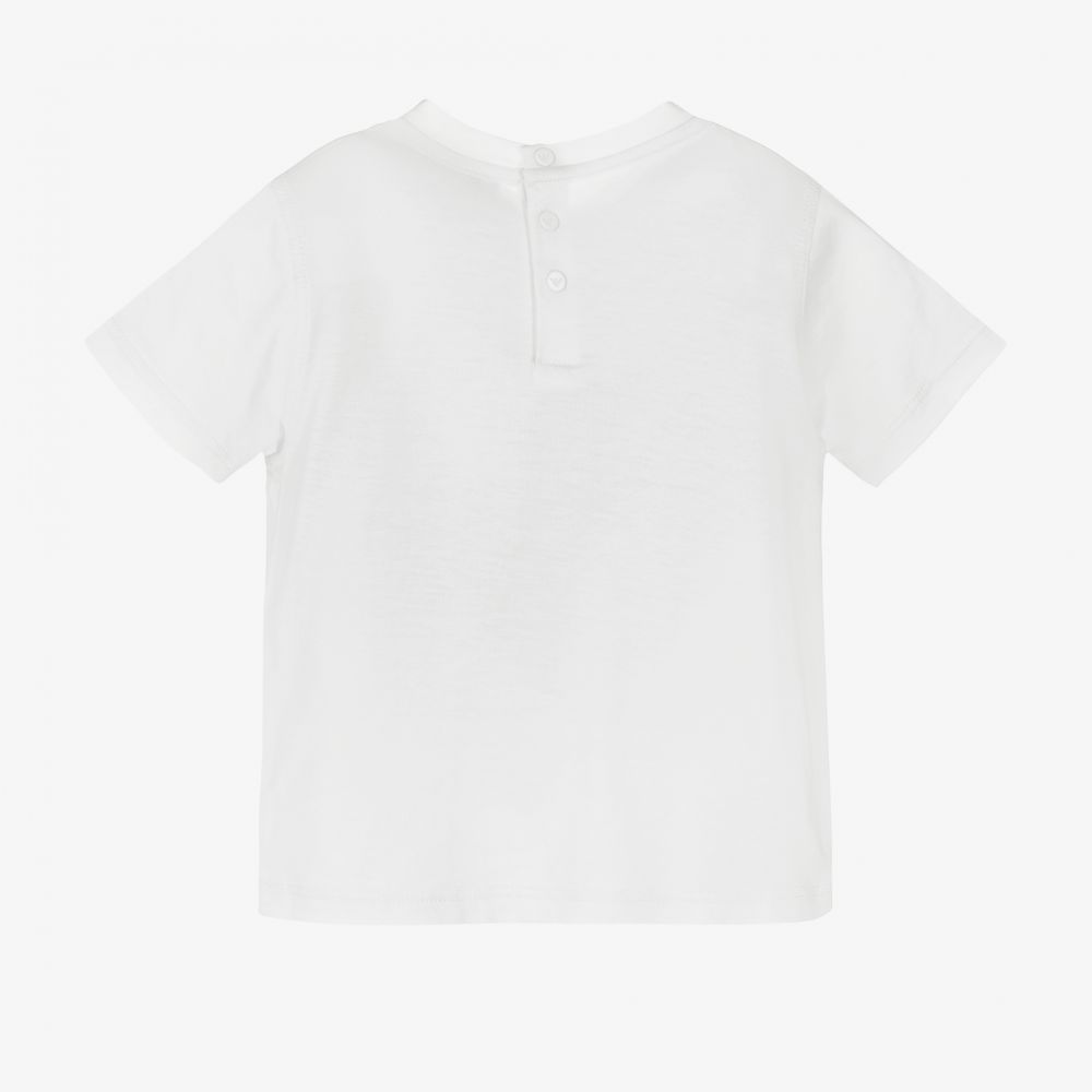 إEmporio Armani-تيشيرت ليوسيل جيرسي لون عاجي للأولاد | Childrensalon Outlet