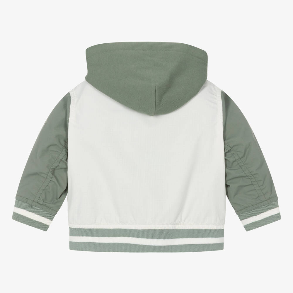 Emporio Armani-Boys Ivory & Green Bomber Jacket | Childrensalon Outlet