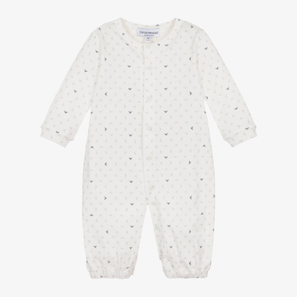 Emporio Armani-Boys Ivory Jersey Converter Babygrow | Childrensalon Outlet