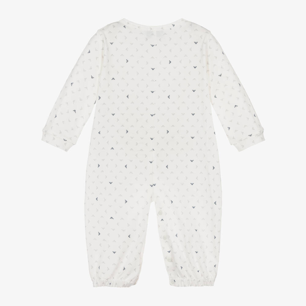 Emporio Armani-Кремовый ромпер из хлопкового джерси | Childrensalon Outlet
