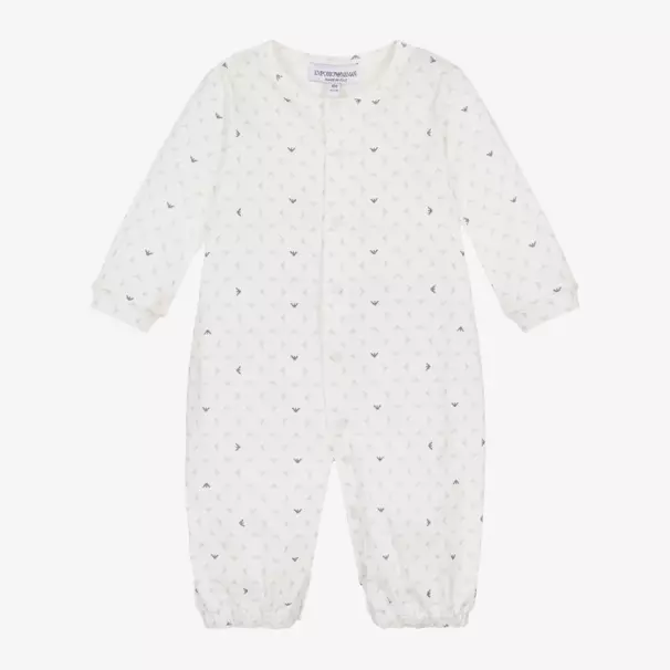 Emporio Armani-Кремовый ромпер из хлопкового джерси | Childrensalon Outlet