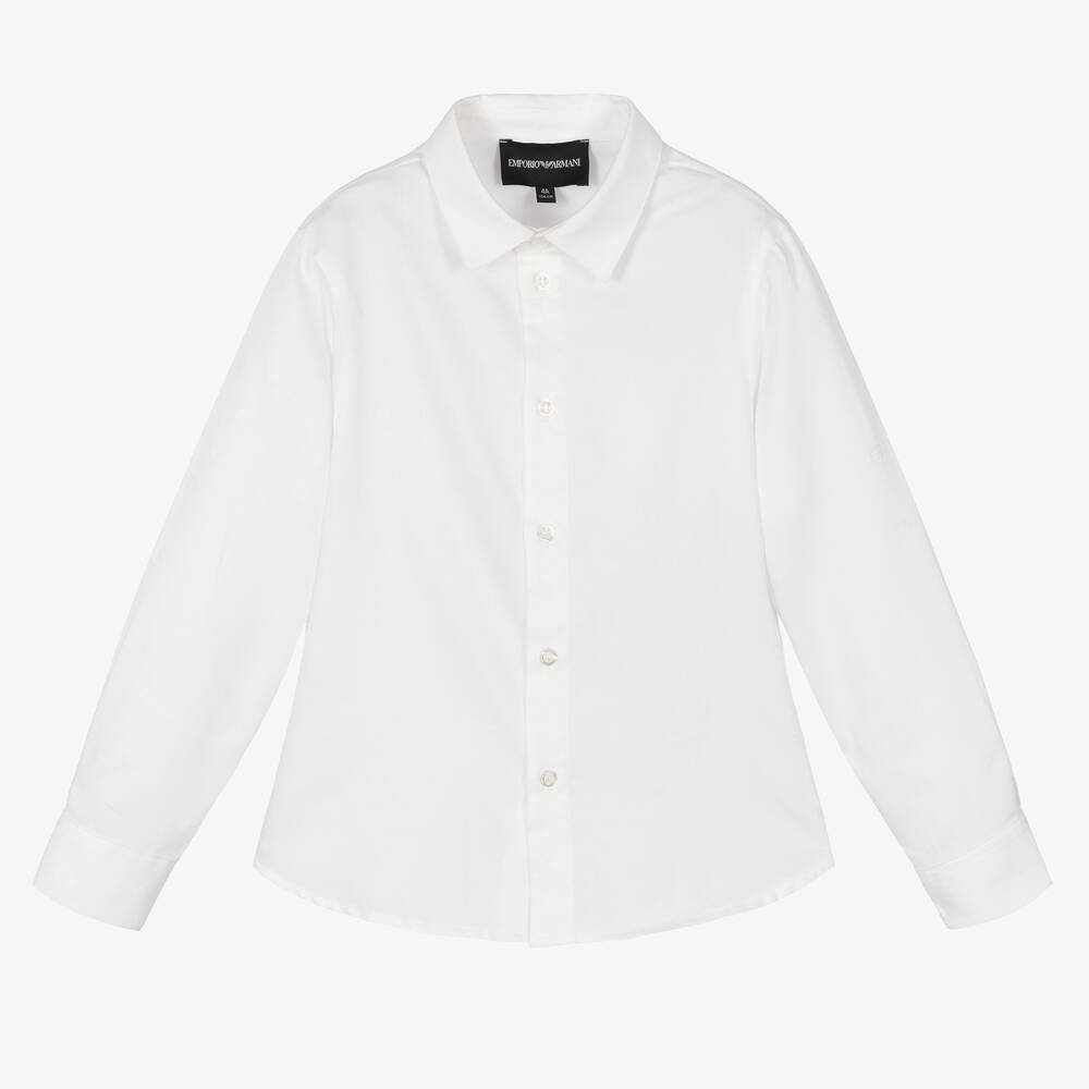 Emporio Armani-Boys Ivory Logo Shirt | Childrensalon Outlet