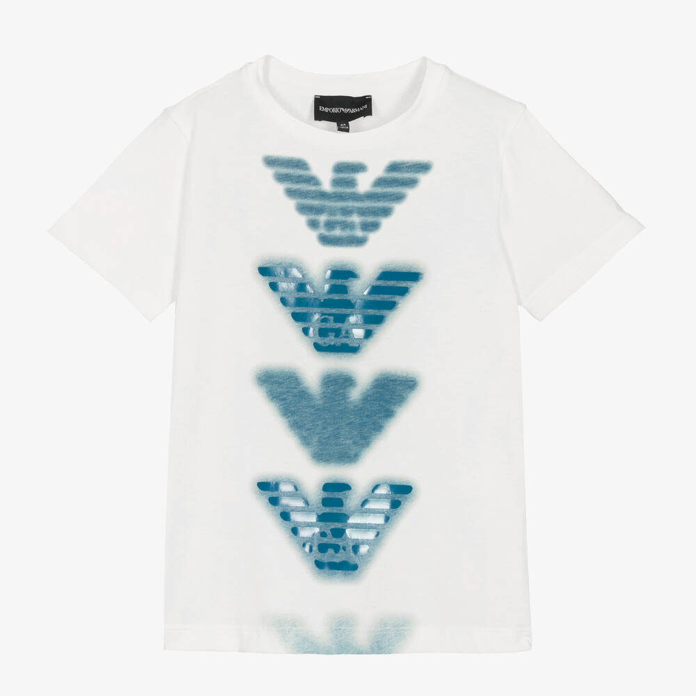 Emporio Armani - Boys Ivory Organic Cotton T-Shirt | Childrensalon