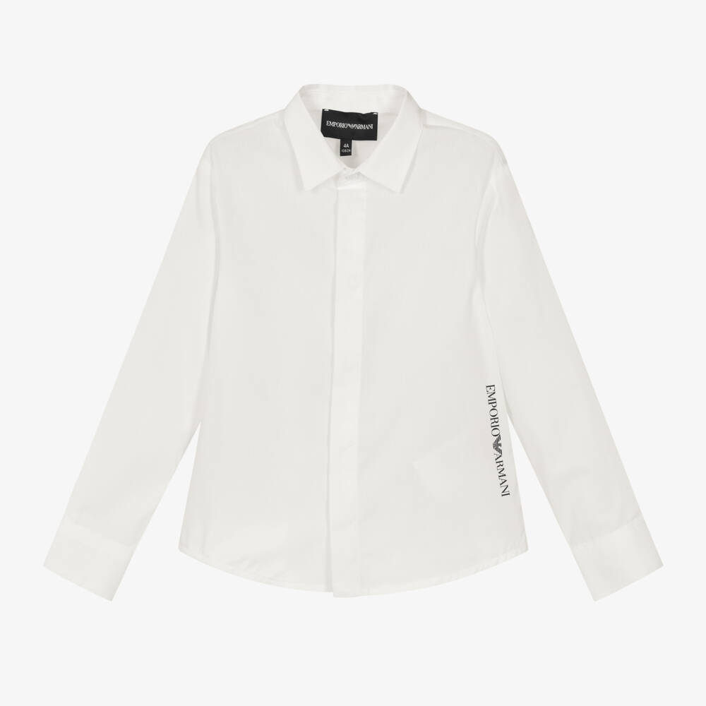 Emporio Armani-Boys Ivory Poplin Shirt | Childrensalon Outlet