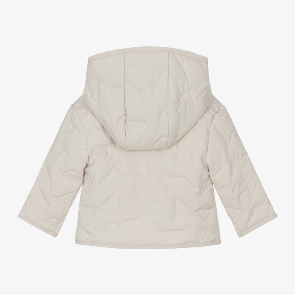 Emporio Armani-Boys Ivory Quilted Logo Jacket | Childrensalon Outlet
