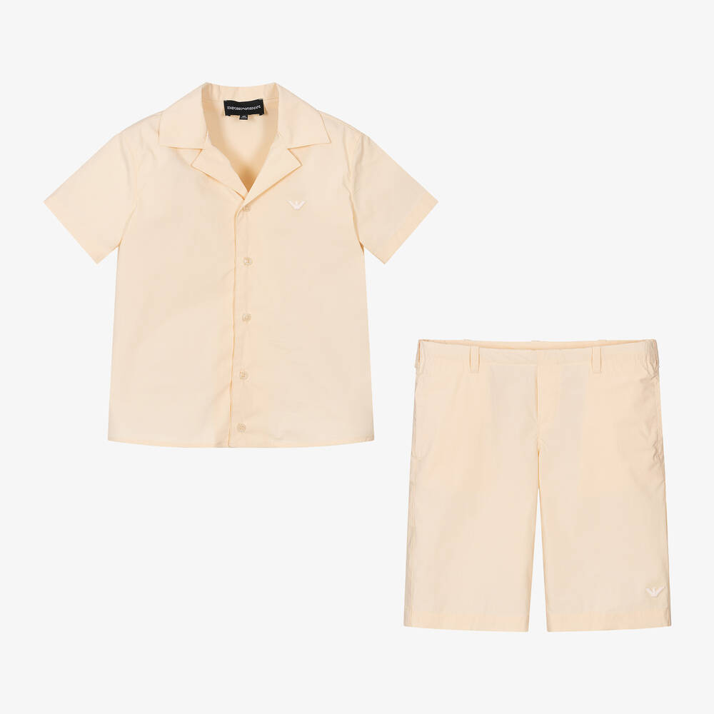 Emporio Armani-Boys Ivory Shirt & Shorts Set | Childrensalon Outlet