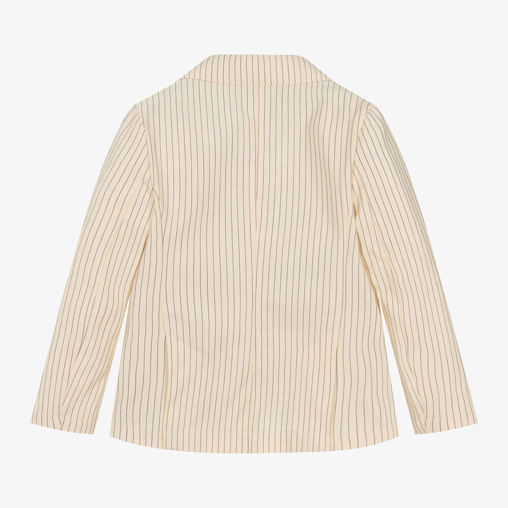 Emporio Armani-Boys Ivory Striped Cotton & Linen Blazer | Childrensalon Outlet