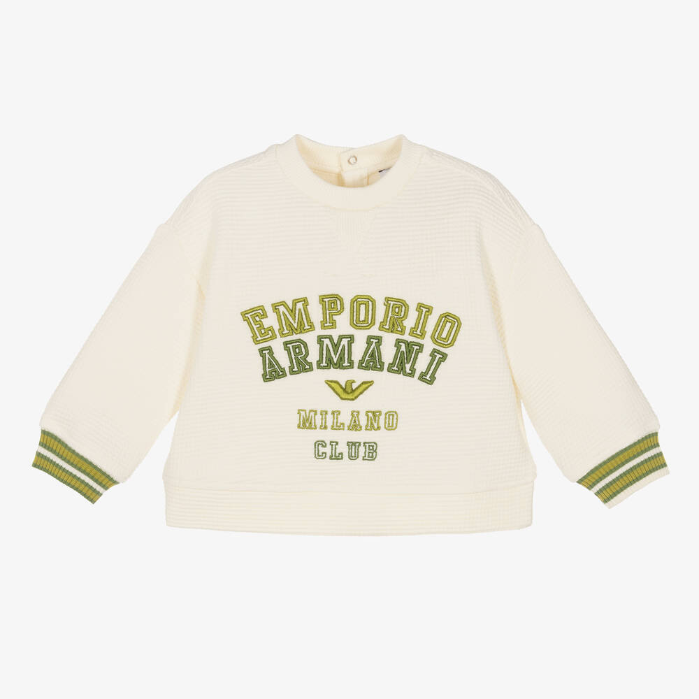 Emporio Armani-Кремовый свитшот из вафельного хлопка для мальчиков | Childrensalon Outlet