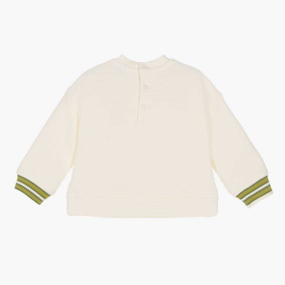 Emporio Armani-Boys Ivory Waffle Cotton Sweatshirt | Childrensalon Outlet