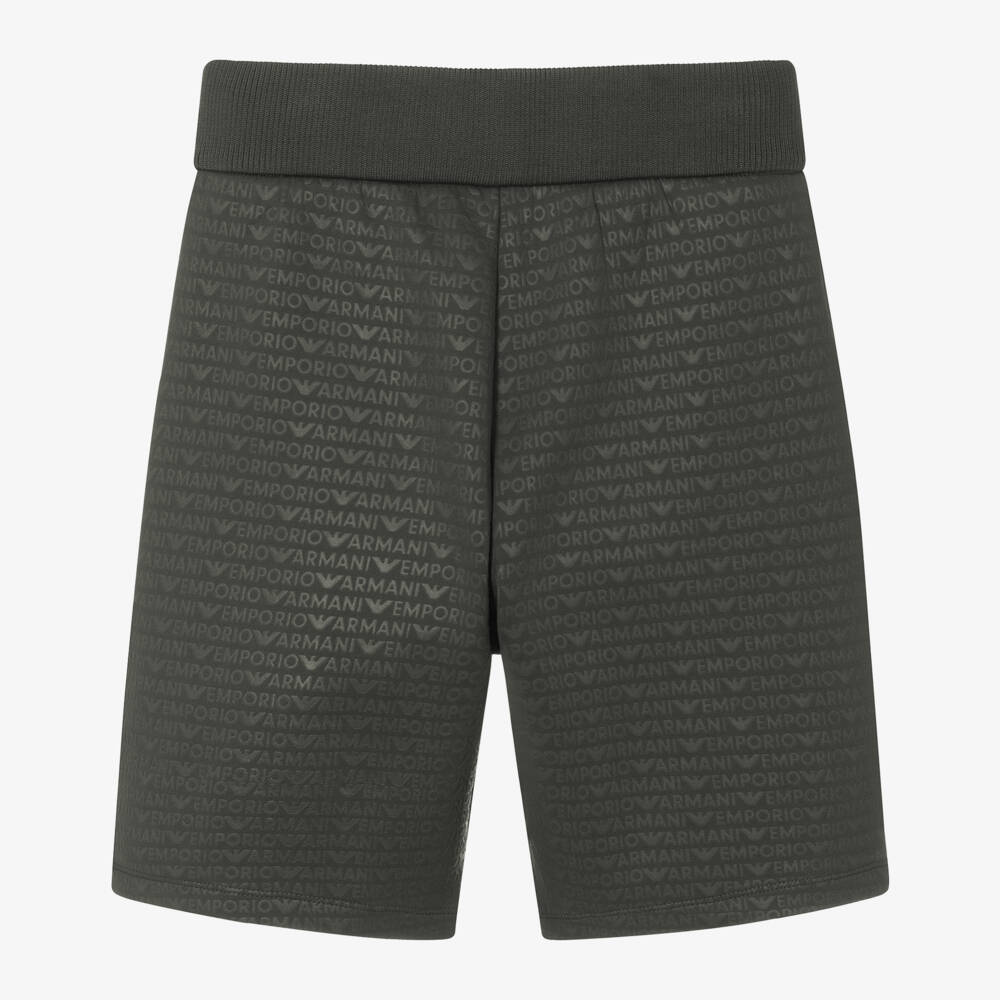Emporio Armani-Boys Khaki Cotton Blend Shorts | Childrensalon Outlet