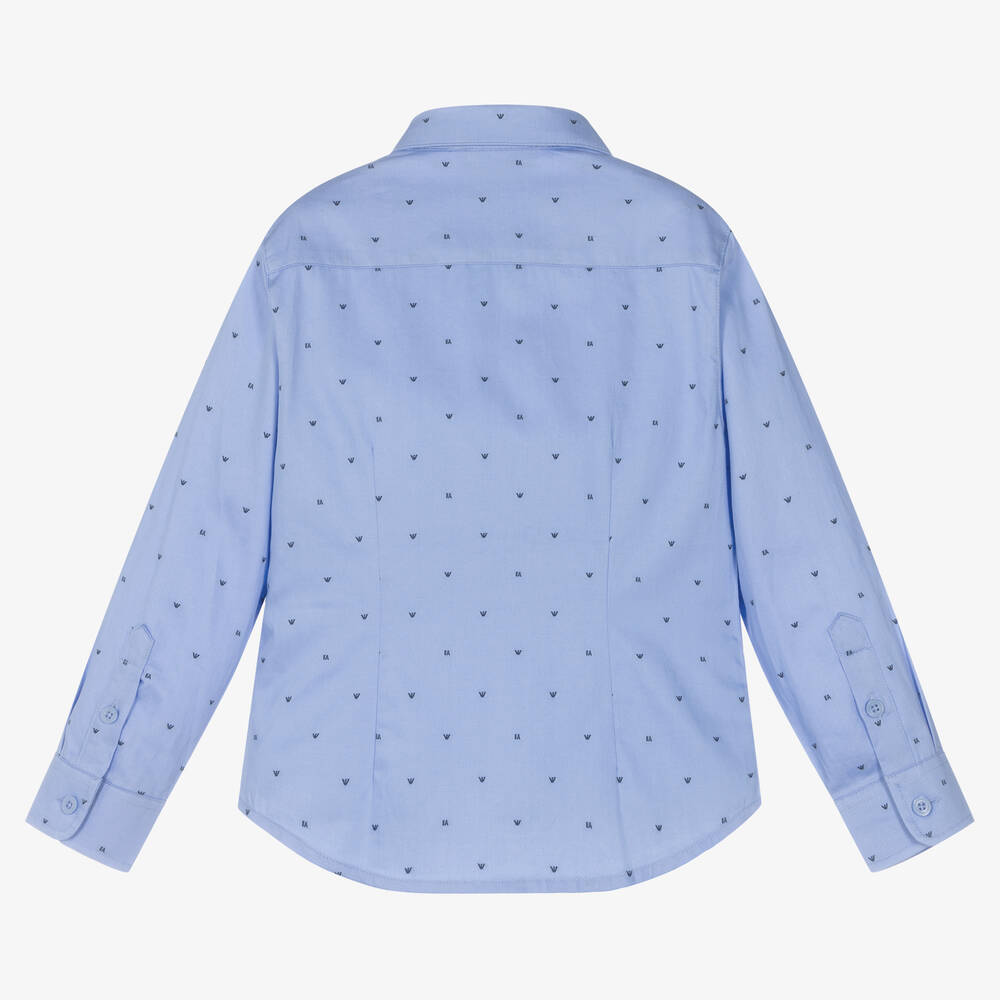Emporio Armani Boys Light Blue Cotton Eagle Shirt