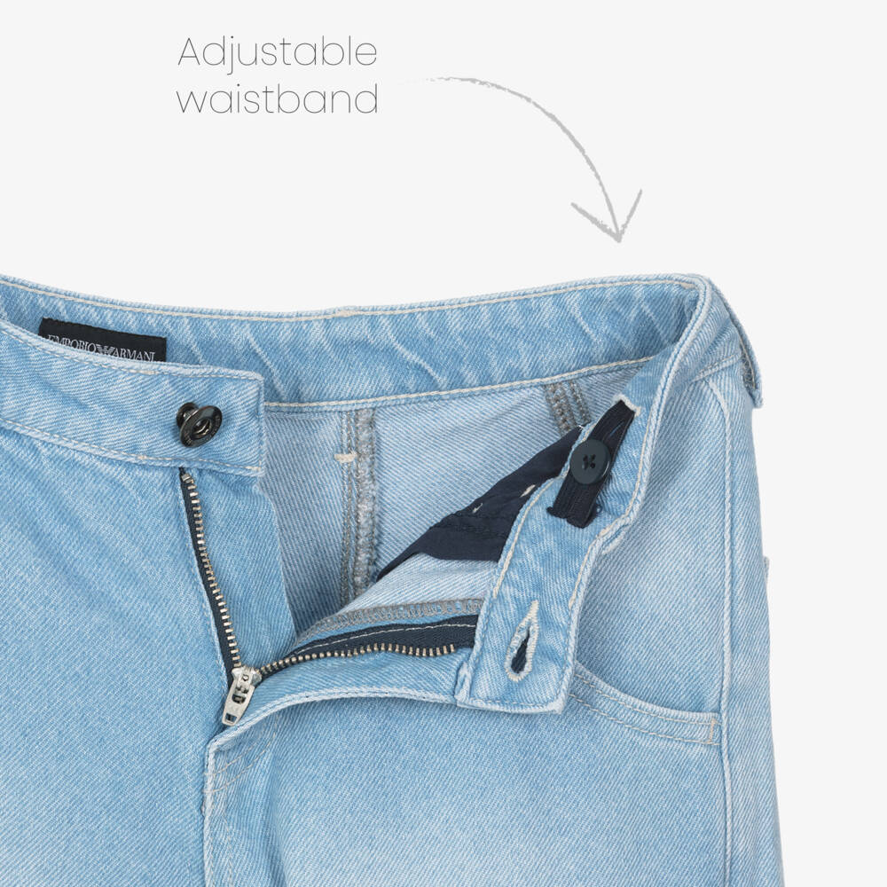 Emporio Armani-Boys Light Blue Denim Jeans with Eagle Logo Badge | Childrensalon Outlet