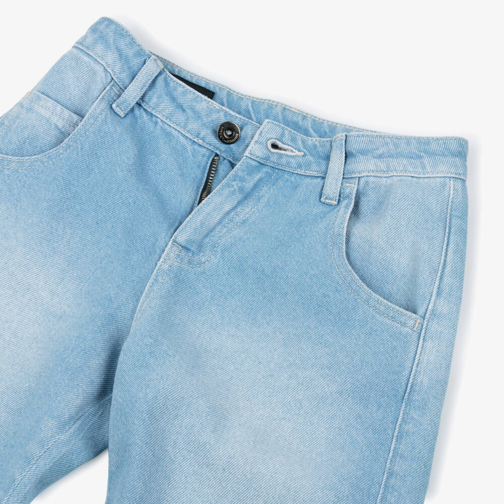 Emporio Armani-Boys Light Blue Denim Jeans with Eagle Logo Badge | Childrensalon Outlet